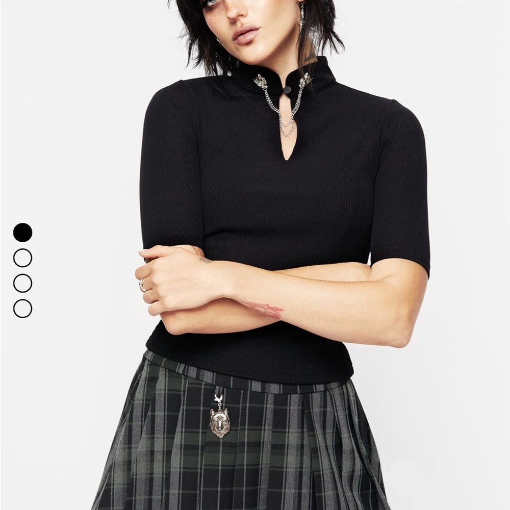 Disturbia Black Top with Silver Accents